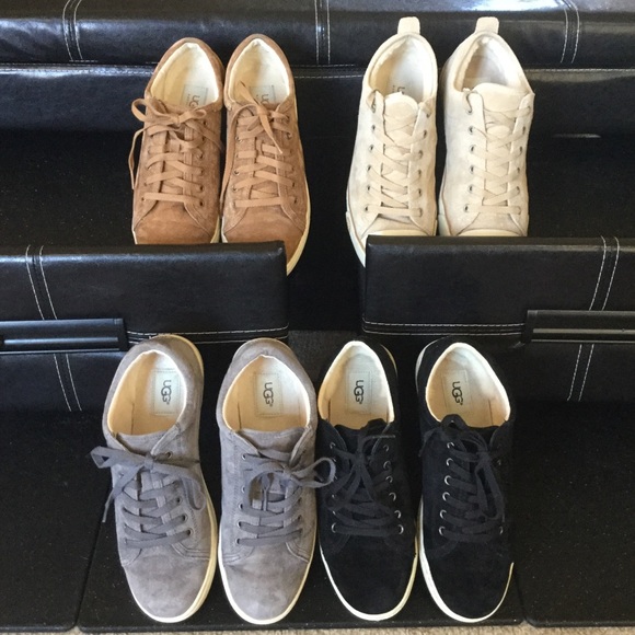 UGG suede sneakers Beige Cream Tan Black Grey sz 9 - Picture 6 of 7